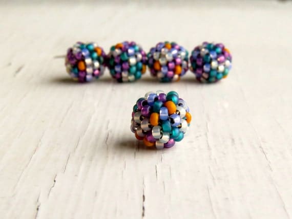 End of Day Handwoven Beads - small handwoven beads - handwoven beaded beads - handmade beads - seed bead beads, multi color beaded beads, uk