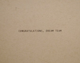 Dream Team wedding card, congratulations card, engagement card for couple, love card, wedding congratulations card
