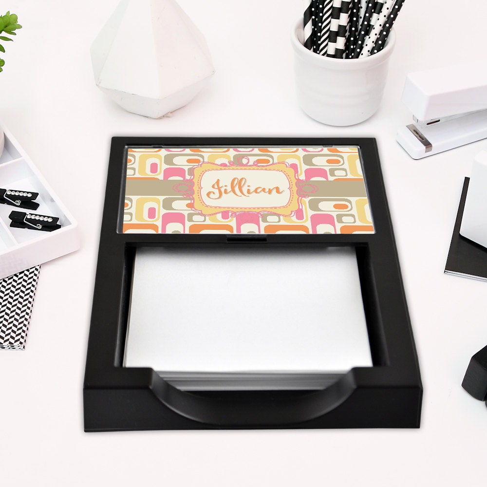 Memo pad holder in retro print notepad holder by PaperKStudios