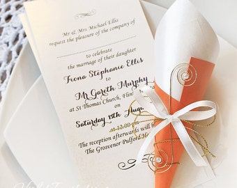 invitations wedding rings on scrolls