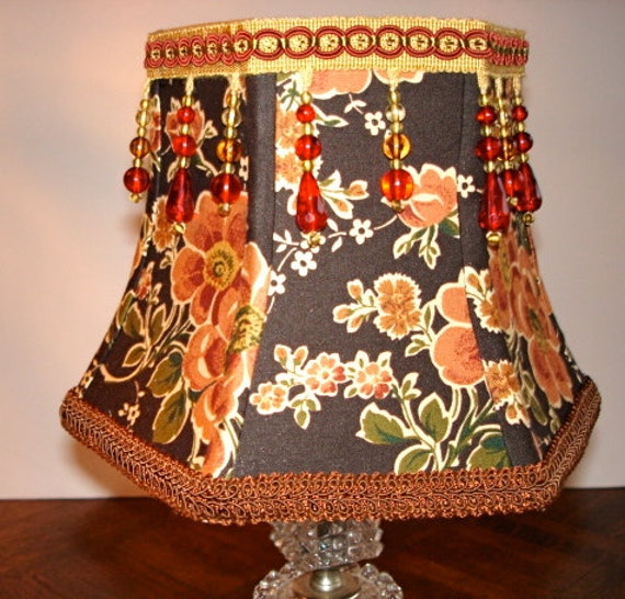 Items similar to Floral Lampshade, Brown Lamp Shade, Boho Chic Lighting