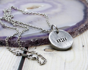 Pewter 11:11 Jewelry - Make a Wish Necklace - Awakening Jewelry - 11.11 Necklace - Ascension Jewelry - Mantra Jewelry - Synchronicity