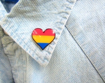 Pansexual Pride Lapel Pin, Pansexual Pride Accessories, Pansexual Heart Pin, LGBT Pin, LGBT Flag, LGBT Gift, Pansexual Flag Brooch