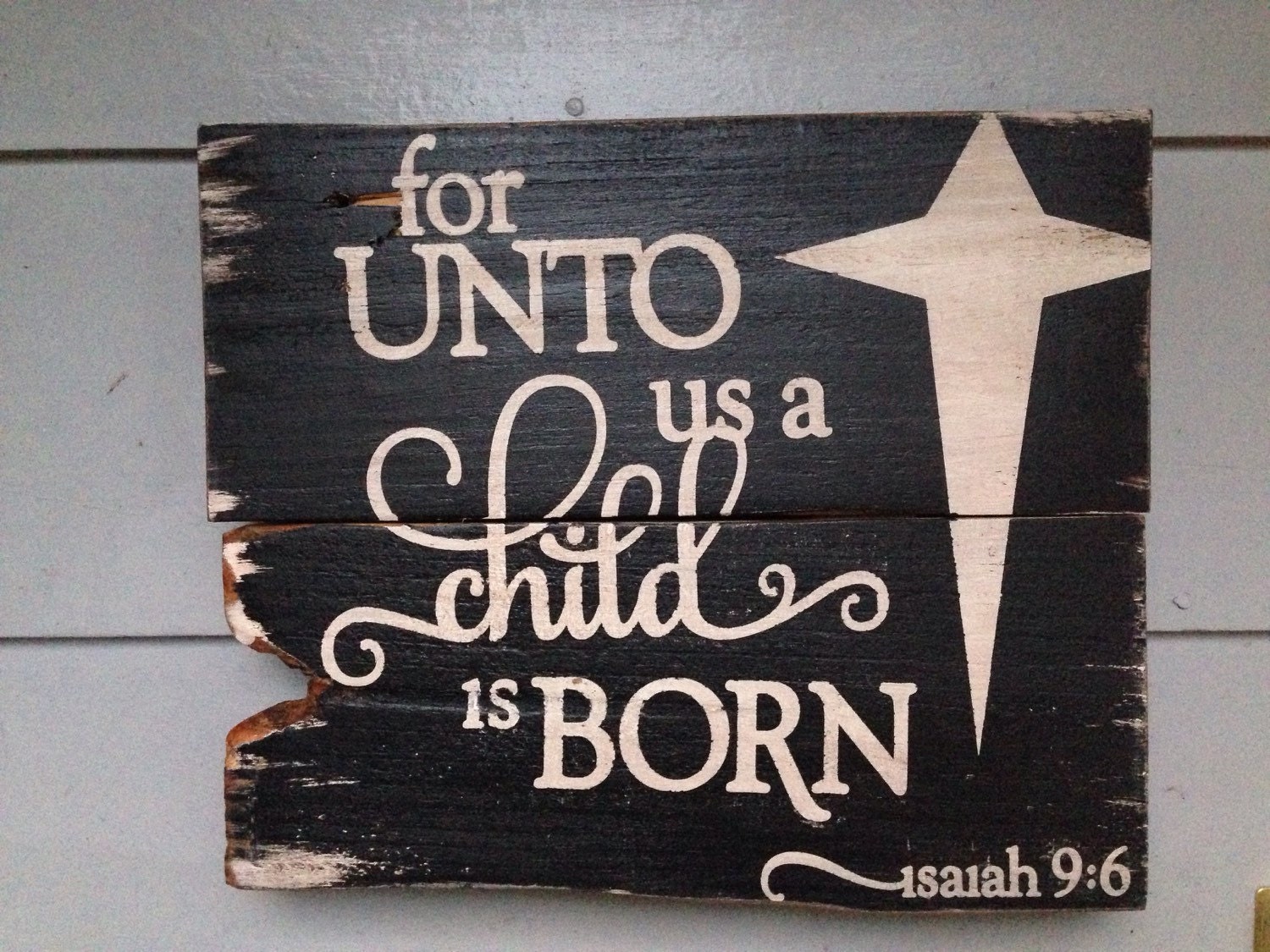 For unto us a child is born Christmas wood sign