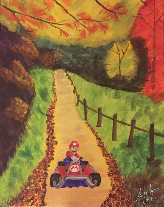 Mario Kart Painting by LeatherStudsAndLace on Etsy
