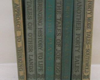 Set of Vintage Laurel and Gold Tones Decorative Books - Instant Library - Old Book Collection