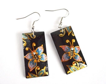 Butterfly Earrings Gift idea|for|her gift|for|wife gift|for|women folk earrings handmade jewelry handpainted earrings painting earrings Art