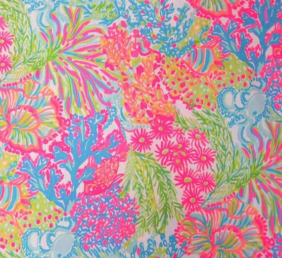 LOVERS CORAL Lilly Pulitzer Fabric 18 x 9 inches or 18 x 18