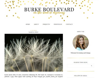 Blogger Template, Blog Template, Blog Design - "Burke | by Lindsey" Instant Digital Download