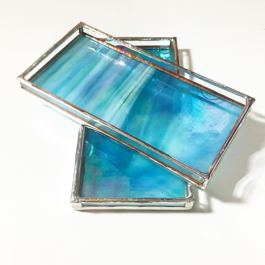 Small Opalescent Stained Glass Tray Debbie Bean