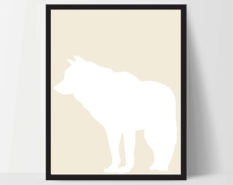 Animal Wolf Wall Art, Unframed, Artwork, Home Decor, Modern Contemporary, Print Art, Boho, Nursery, Baby, Yellow, 12x16 Inches
