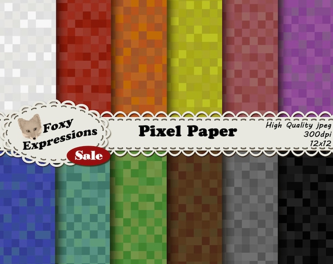 Pixel Paper digital pack comes in 12 colors that give that 8 bit retro feel. Perfect for long time gamers, retro lovers, lovers of minecraft