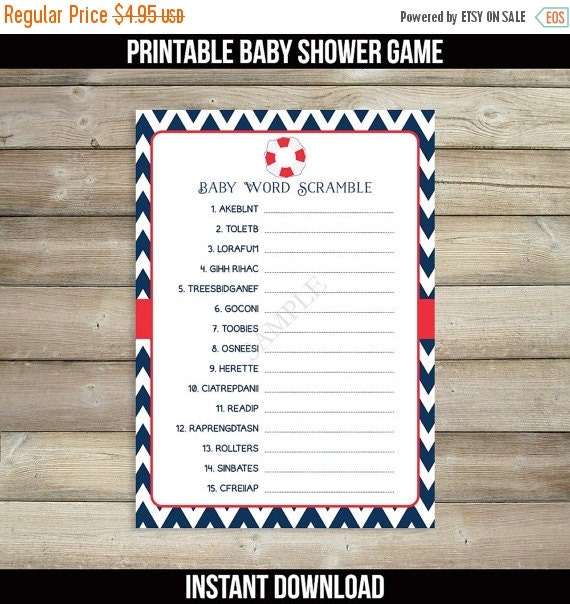 80% OFF SALE Nautical Baby Shower Games Baby Word by DrawMeAParty