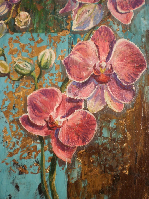 Oil painting Orchids Modern Acrylic painting by MagdalenkArt