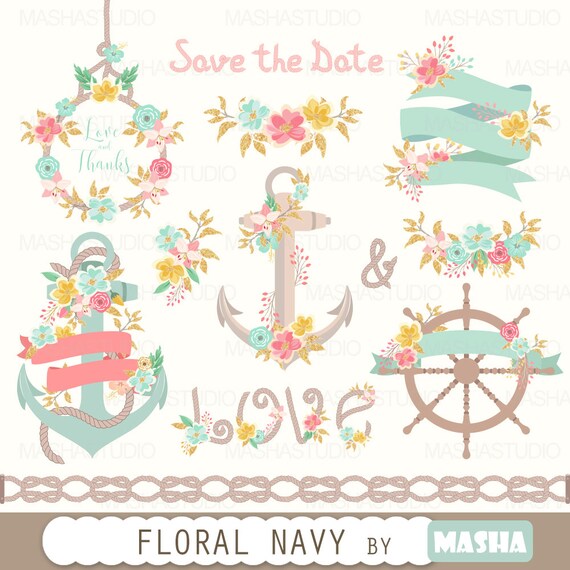 Download Navy clipart: FLORAL NAVY CLIPART with wedding