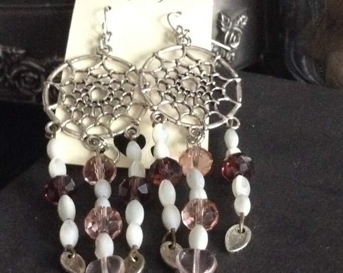 Mother of Pearl with Crystal Dream Catcher Earrings