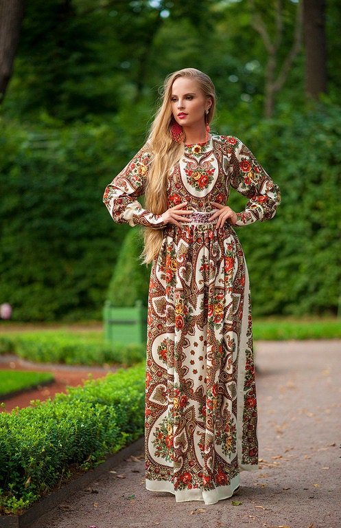 Russian style Dress. Designer Clothing. by DressRussianStyle