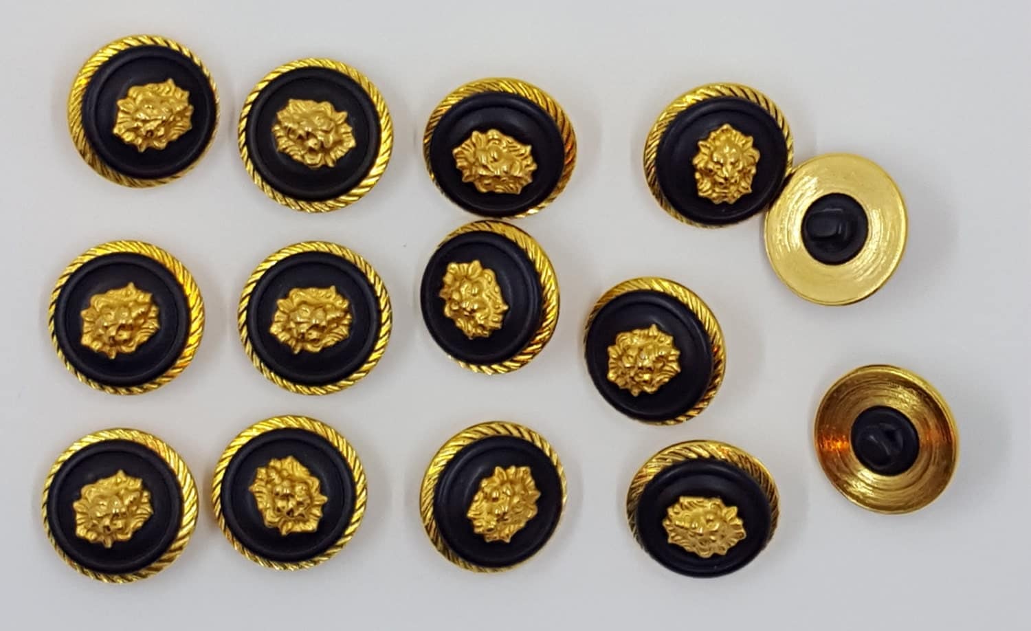 Gold and Black Shank Buttons with 3-D Lion's Head in the Center - 3/4 ...