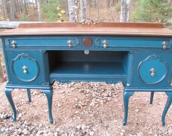 Custom Piece***Vintage buffet/ sideboard, media center, painted, wood top Country Cottage