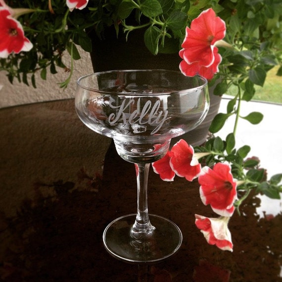 Hand Engraved Personalized Margarita Glass
