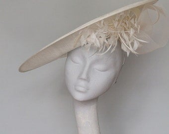 Wide Brim Ivory Fascinator Royal Ascot Hat