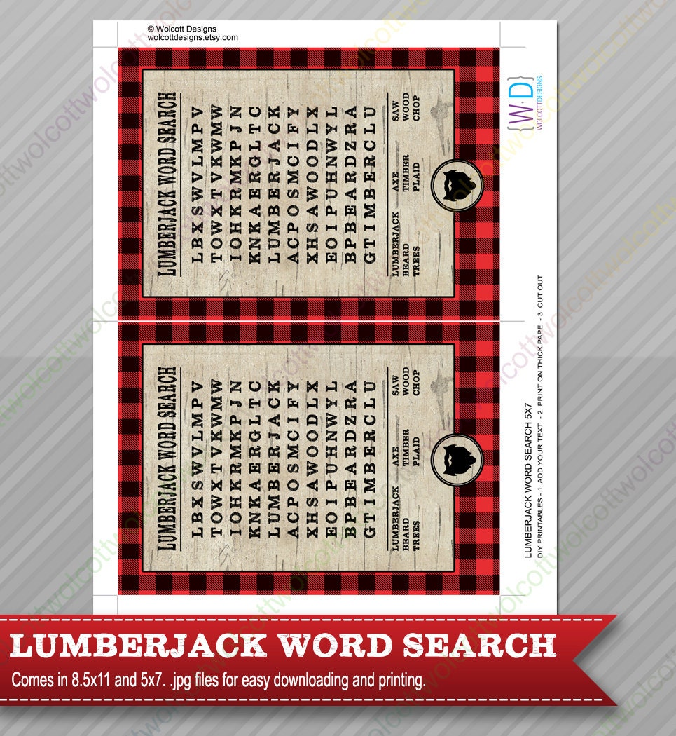 Lumberjack Word Search Lumberjack party Lumberjack party