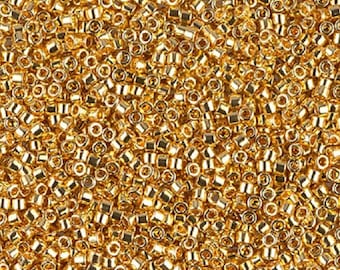 DB-31 Miyuki delica beads 24kt plated bright gold beads Miyuki seed beads Miyuki Cylinder Glass Beads size 11/0 Bead embroidery DB31 DB 31