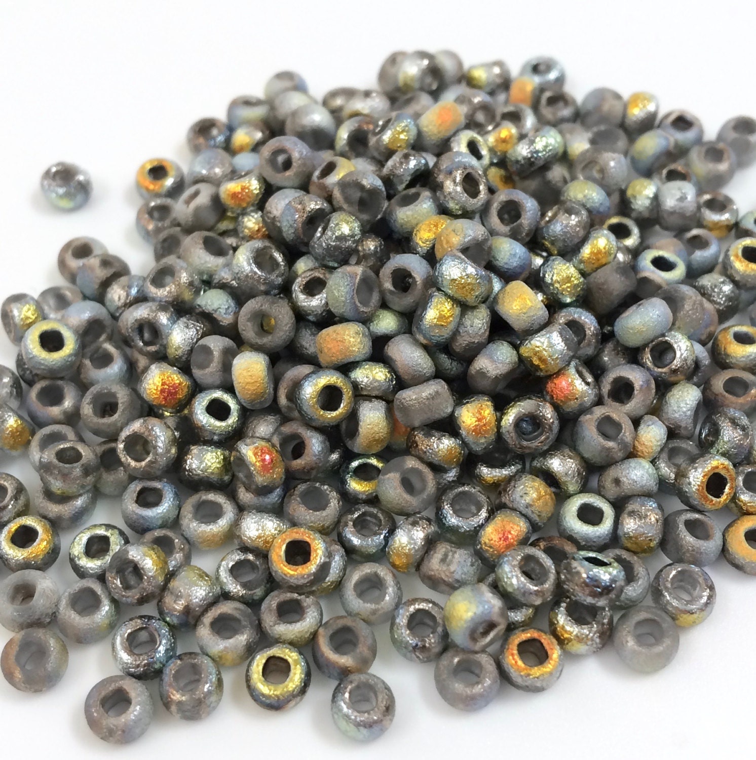 25 grams Etched 6/0 Seed Beads Czech Crystal Full Marea