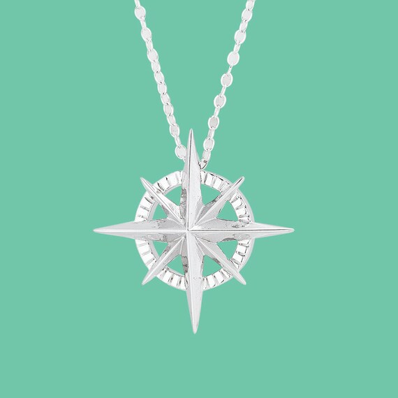 Sterling Silver Compass Rose Necklace By Capecoastaldesigns