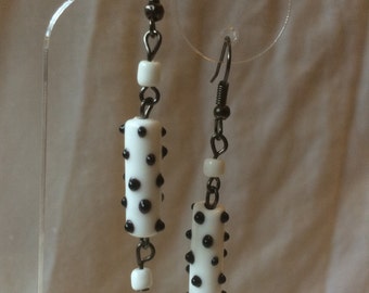 Black and White Lampwork Earrings