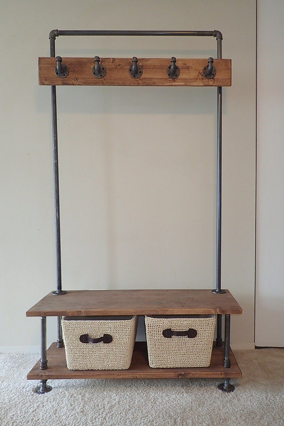 Industrial Pipe Entry Bench with BuiltIn Coat Rack