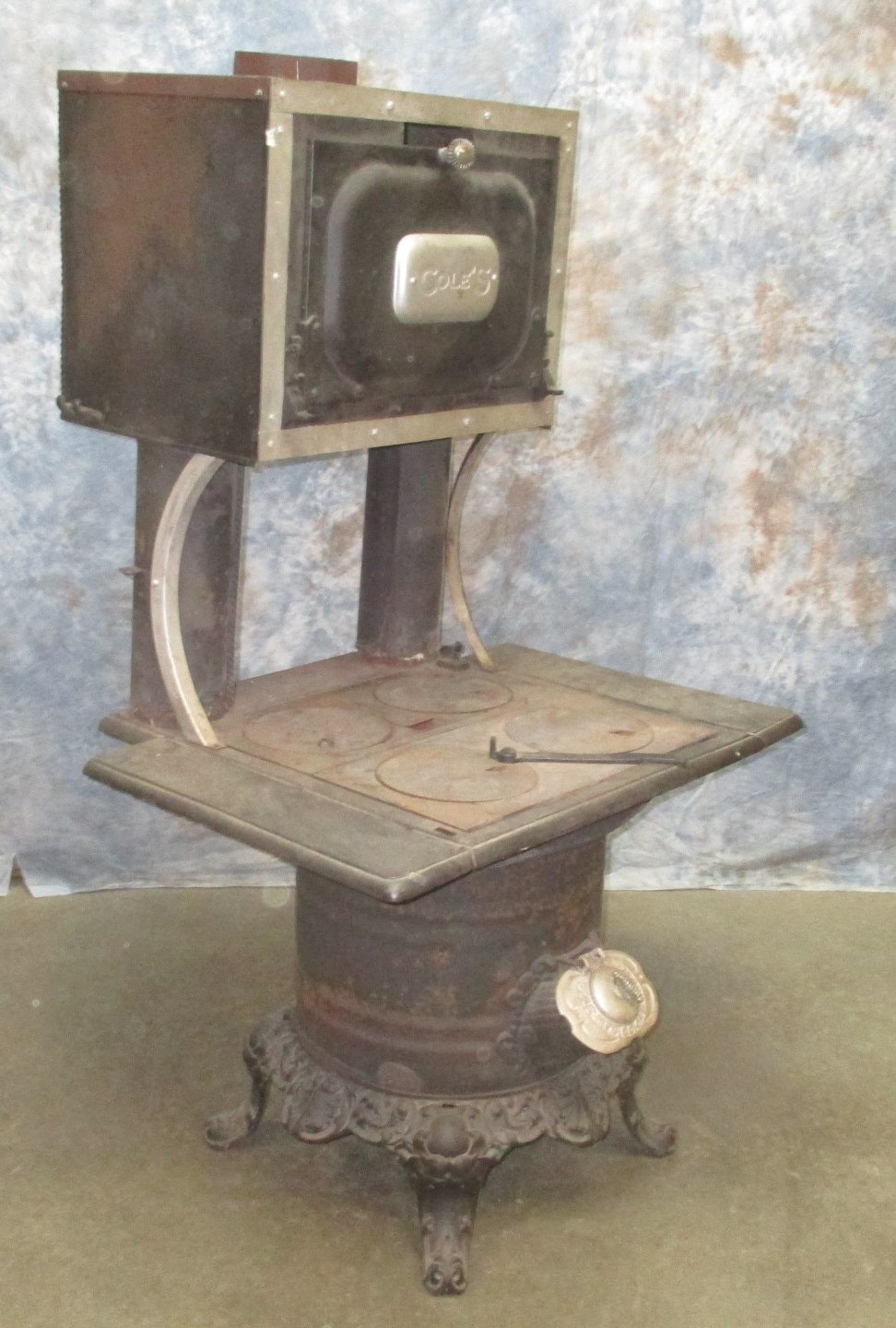Cole's Cast Iron Cook Stove Wood Burning Coal Vintage