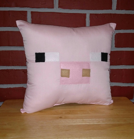 Pink Pig Inspired by Minecraft Square Pillow