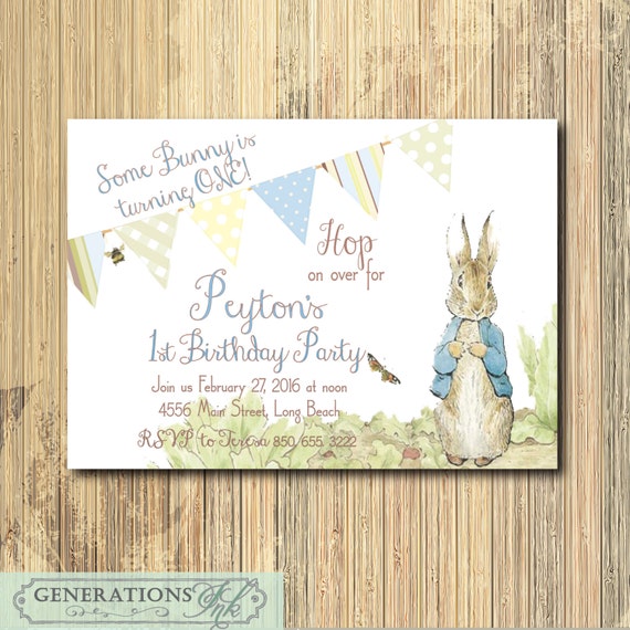 Vintage Peter Rabbit Birthday Invitation / DIGITAL FILE