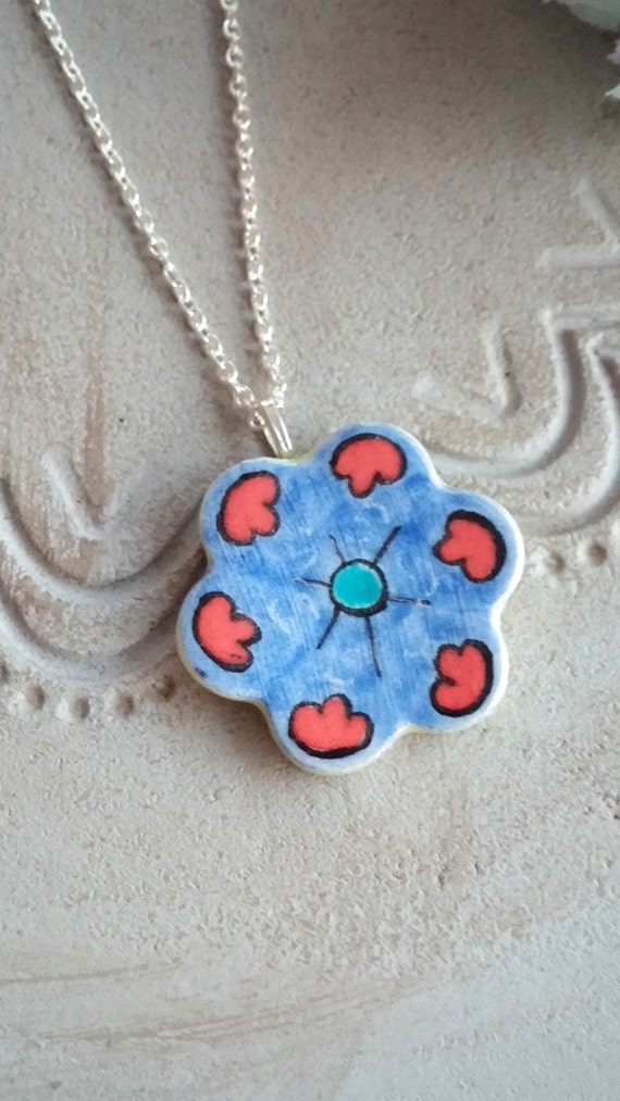 Everyday Ceramic jewelry Flower ceramic by HilalCiniCeramic