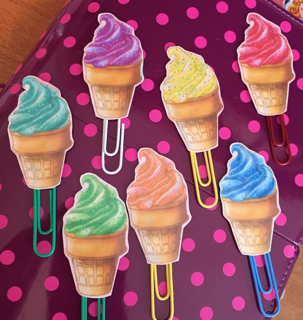 Ice cream paper clip Ice crean clip Paper clip by plannersandpink