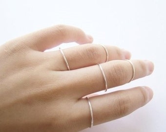 Set of 5 Super Thin Sterling Silver Stackable Rings, Stack Rings, Stacking Rings, Silver Ring Set, Super Thin Rings
