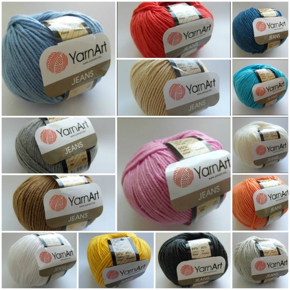 9 colors YarnArt Jeans Yarn cotton and acrylic blend