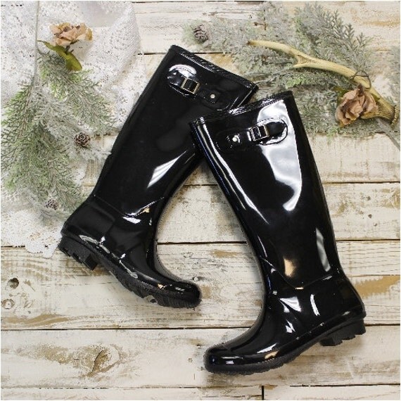 shiny rain boots