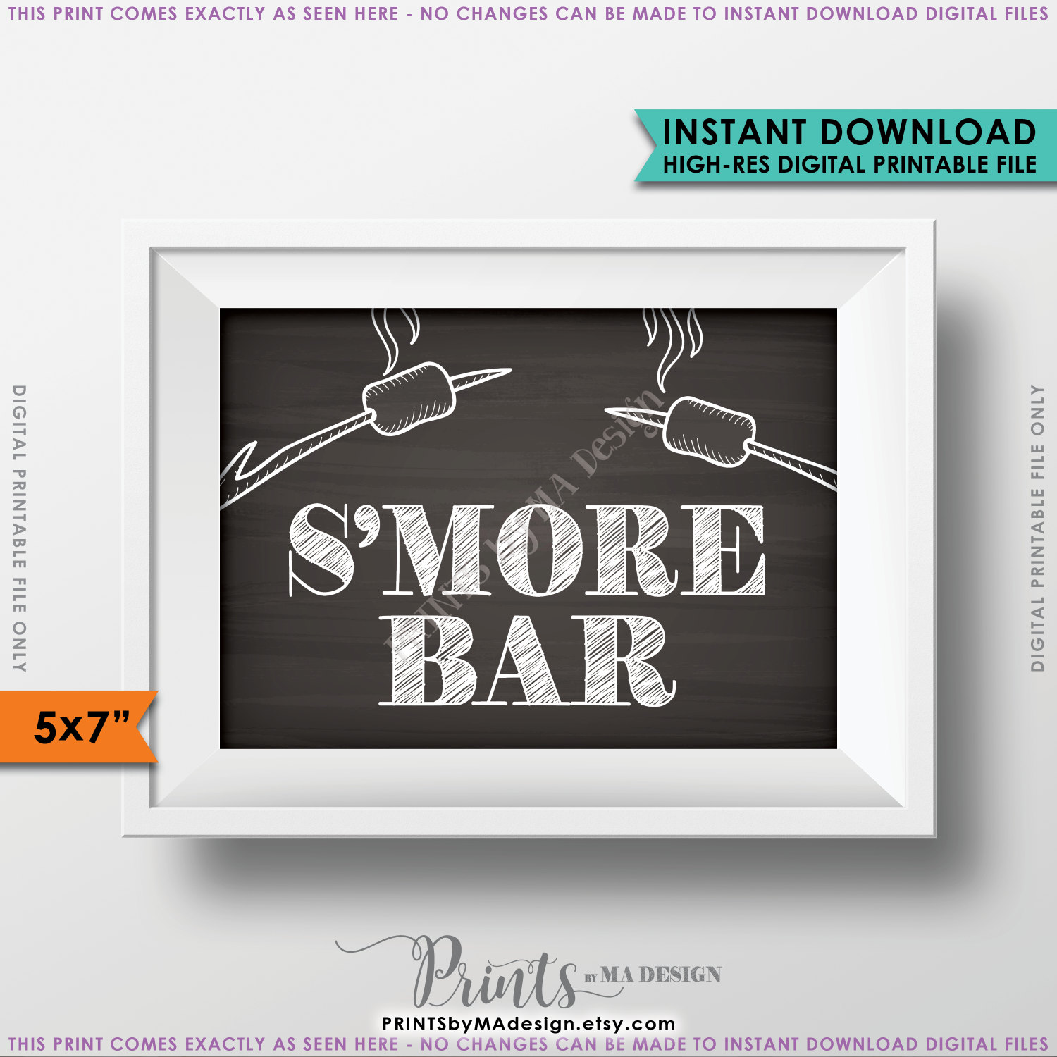 S'more Bar Sign, Party S'more, Roast S'mores, Wedding, Campfire, Party