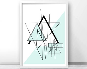 Instant Download Printable Art, Modern Wall Art Printable, Abstract Art Print, Digital Download Geometric Art, Mint Decor, Abstract Print