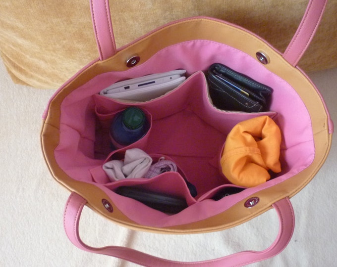 Large Tote Bag, Organize bag, Many pockets, Vegan Leather, Summer Bag, Pink Large Tote, Handbag Women
