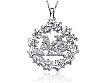 Alpha Phi Necklace, Ivy Leaf Design, Sterling Silver (AP-P006)