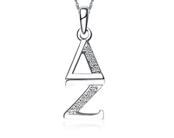 Delta Zeta Necklace - Vertical Design Sterling Silver (DZ-P001)