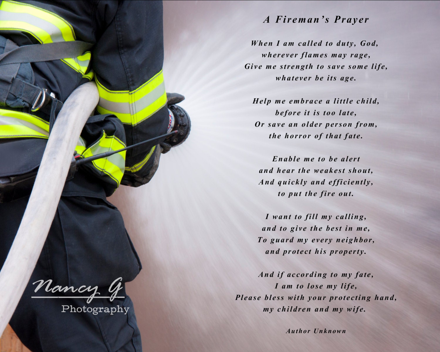 Firemans Prayer Firefighter Prayer Print Firefighter wall