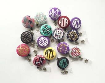 Monogram Badge Reel Alligator Clip Personalized
