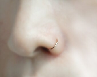 14K Gold Filled Nose ring, Sterling Silver Nose Hoop, Nose Ring Hoop, Faux Nose Ring