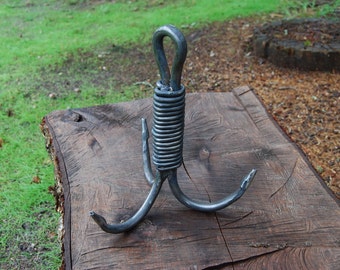Grappling Hook, Treble Hook, climbing equipment, Fishing Decoration, Mountaineering gear, Hand Forged Hook, Climbing Gear, Hand Forged Decor