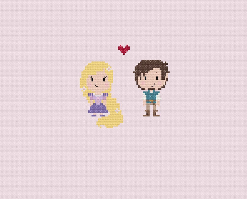 Rapunzel and Flynn Cross stitch Disney Tangled by GoodMorningMaui