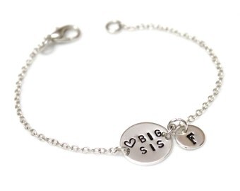 Lil Sis,Mid Sis & Big Sis Bracelet,Gift for Sisters,Hand Stamped Bracelet, Personalized Bracelet, Custom Gift, Initial Bracelet, Sister Gift